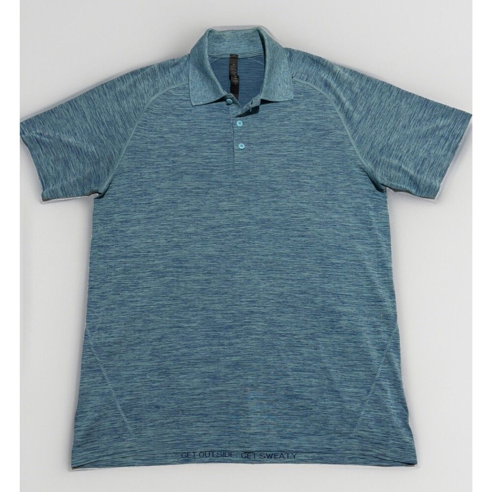 Lululemon Shirt Mens Large Metal Vent Tech Golf Polo Blue Performance seamless